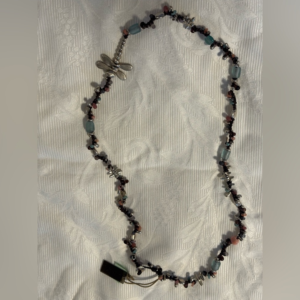 Beaded Necklace uno de 50 with Silver Butterfly Charm